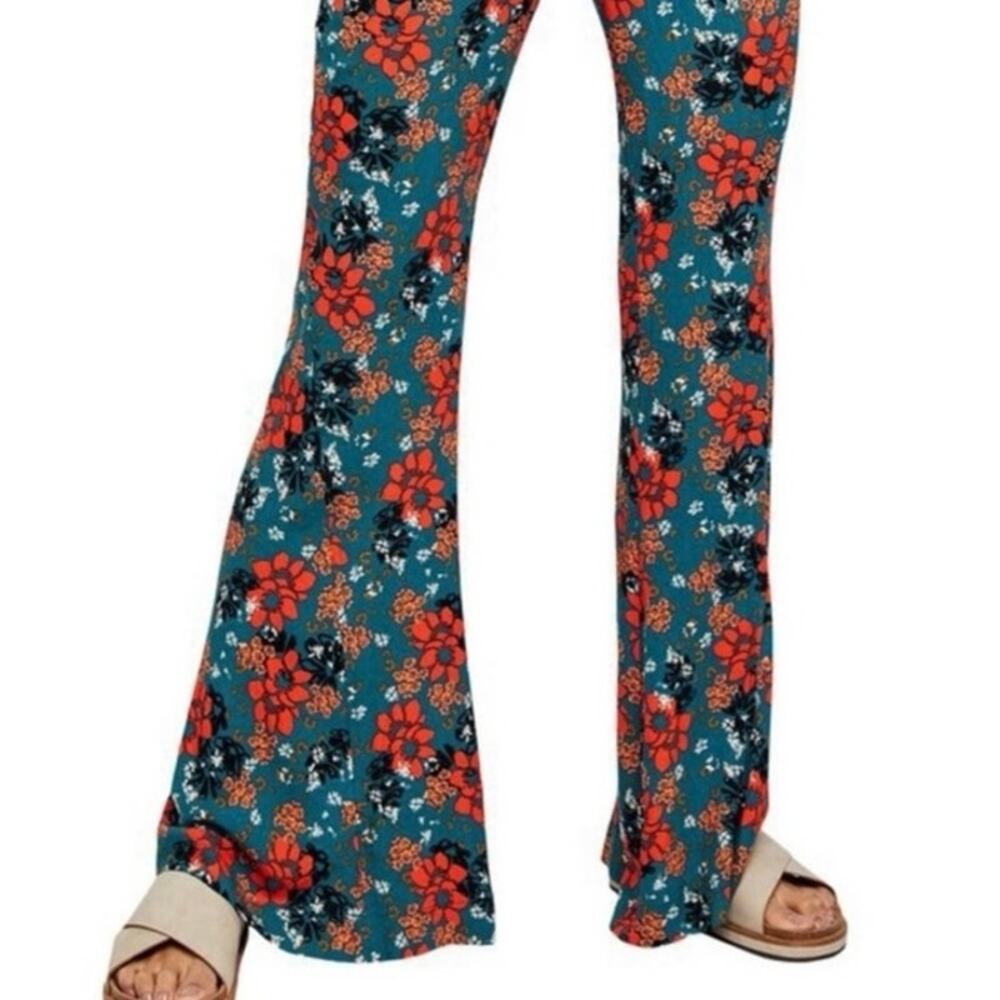 Free People Can't Take My Eyes Off Of You Floral Flare Pants Women's XS Green